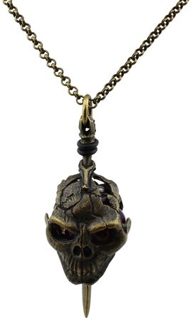 Dice Holder Jewelry Skull & Dagger D20 Pendant in Old Brass Dice Chessex   