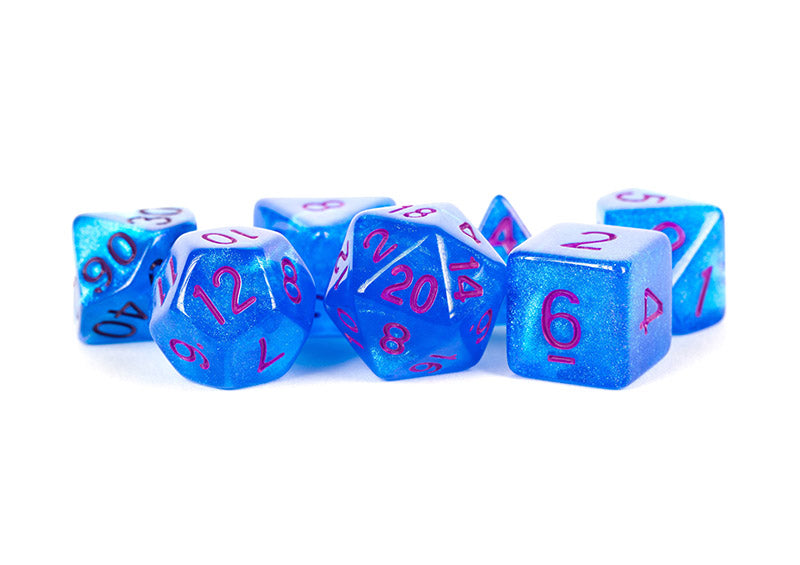 Metallic Dice Games Stardust Blue/Purple 7ct Polyhedral Dice Set Dice FanRoll by Metallic Dice Games   
