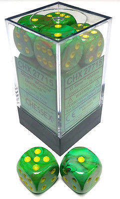 Chessex 16mm Vortex Slime/Yellow 12ct D6 Set (27715) Dice Chessex   
