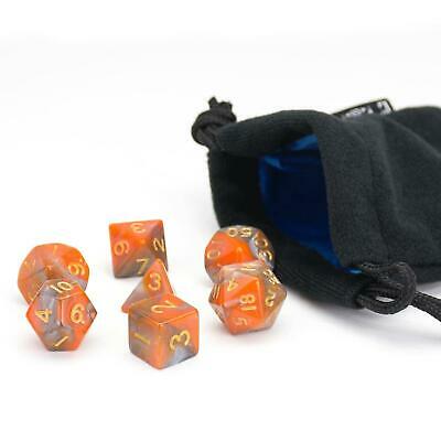 Easy Roller Orange/Grey Swirl 7ct Polyhedral Set with Bag Dice Easy Roller Dice
