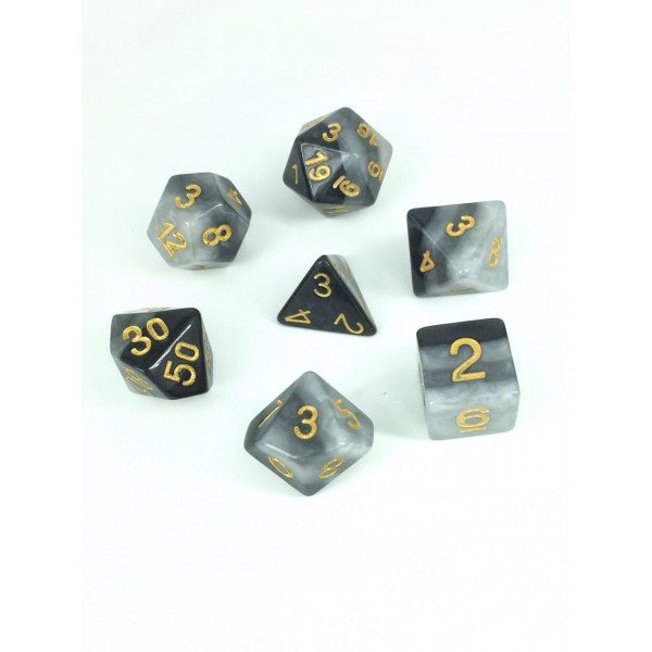 HD Dice Layered Grey Gradient 7ct Polyhedral Dice Set Dice Other