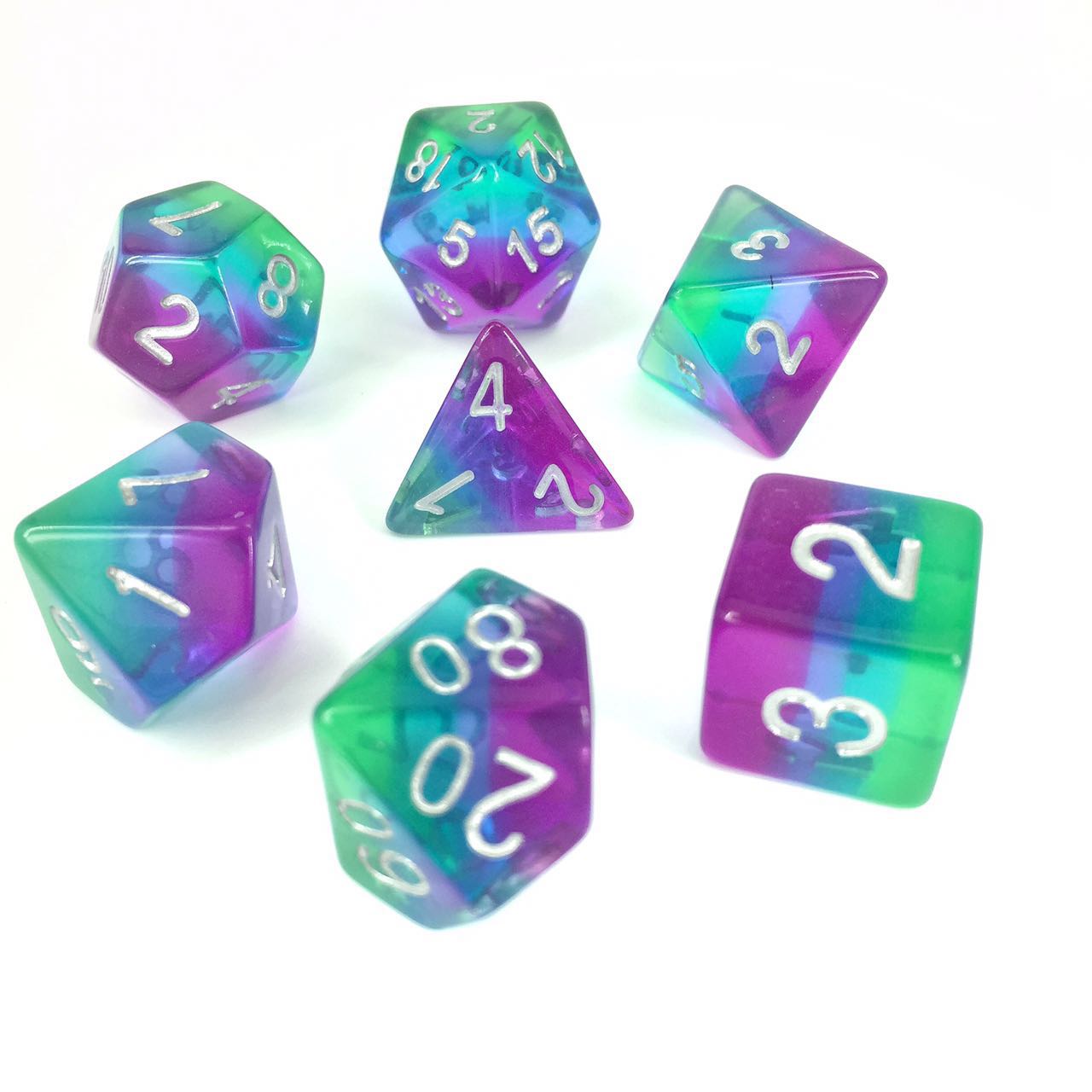 HD Dice Transparent Layered Blue Aurora 7ct Polyhedral Dice Set Dice Other