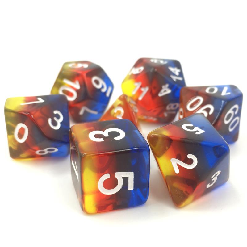 HD Dice Transparent Layered Burning Cloud 7ct Polyhedral Dice Set Dice Other