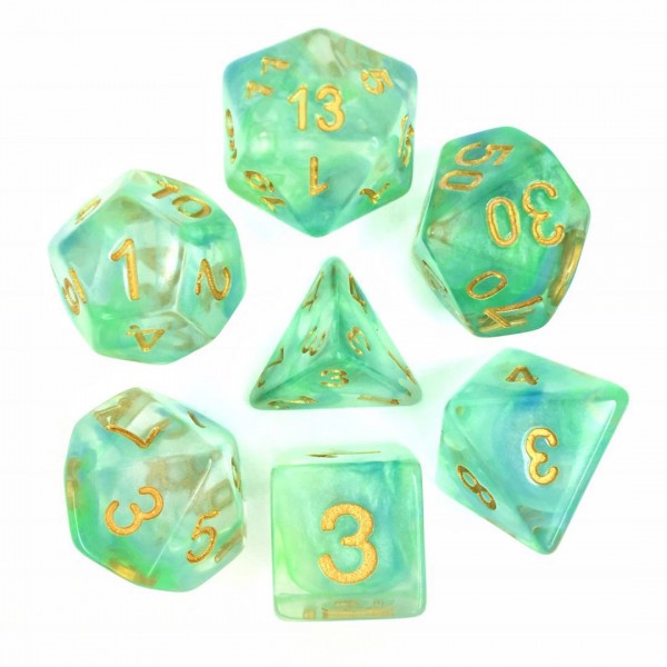 HD Dice Pearl Swirl Green/Blue 7ct Polyhedral Dice Set Dice Other