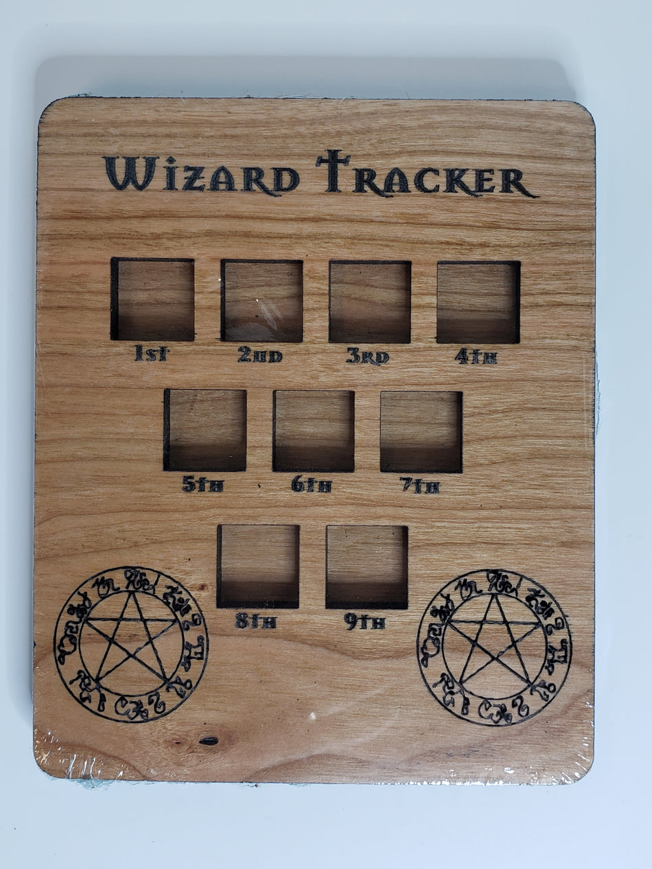 5e Hardwood Character Cards - Wizard Tracker in Maple Wood Role Playing Games Other   