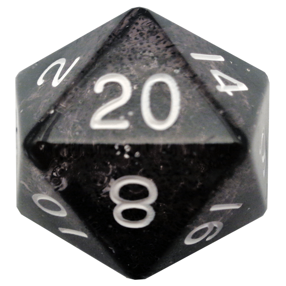 Metallic Dice Games Ethereal Black/White Mega 35mm D20 Dice FanRoll by Metallic Dice Games   