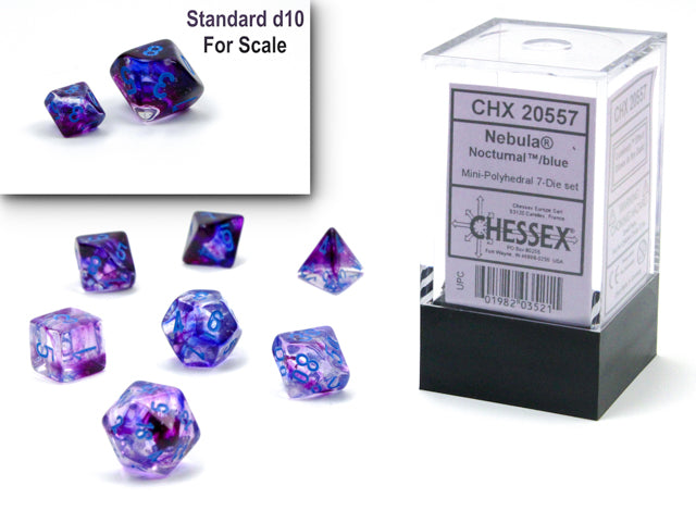 Chessex Nebula Mini-hedral Nocturnal/blue Luminary 7-Die Set (20557) Dice Chessex   