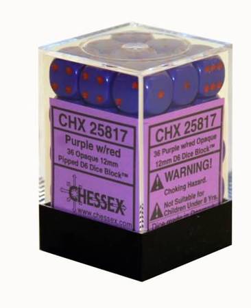 Chessex 12mm Opaque Purple/Red 36ct D6 Set (25817) Dice Chessex   