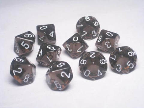Chessex Translucent Smoke/White 10ct D10 Set (23208) Dice Chessex   