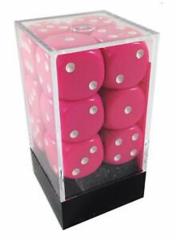 Chessex 16mm Opaque Pink/White 12ct D6 Set (25644) Dice Chessex   