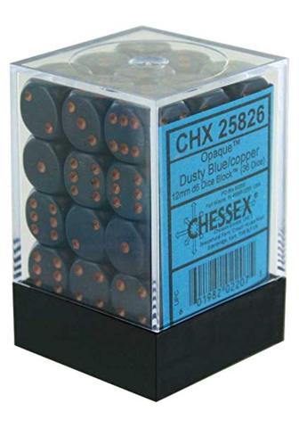 Chessex 12mm Opaque Dusty Blue/Copper 36ct D6 Set (25826) Dice Chessex   