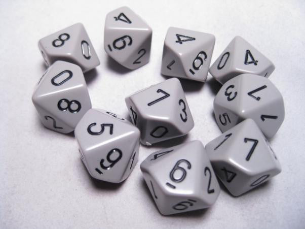 Chessex Opaque Grey/Black 10ct D10 Set (26210) Dice Chessex   