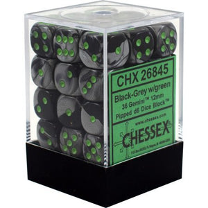 Chessex 12mm Gemini Black-Grey/Green 36ct D6 Set (26845) Home page Other   