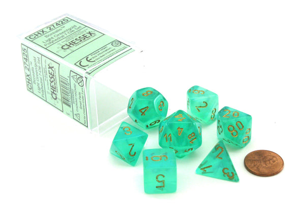 Chessex Borealis Light Green/Gold 7ct Polyhedral Set (27425) Dice Chessex   