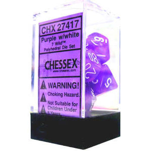 Chessex Wild Purple/White 7ct Polyhedral Set (27417) Dice Chessex   