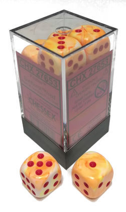 Chessex 16mm Festive Sunburst/Red 12ct D6 Set (27653) Dice Chessex   
