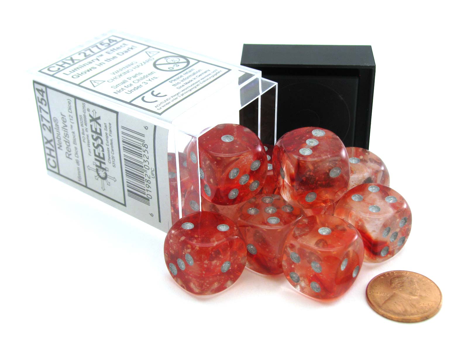 Chessex 16mm Nebula Red/Silver Luminary 12ct D6 Set (27754)  Chessex   