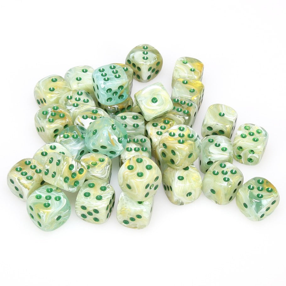 Chessex 12mm Marble Green/Dark Green 36ct D6 Set (27809) Dice Chessex   