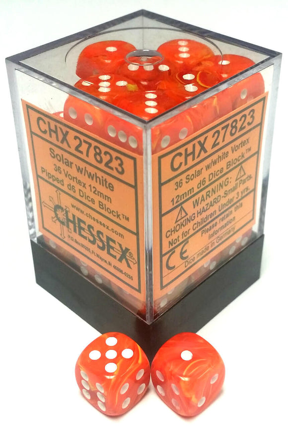 Chessex 12mm Vortex Solar/White 36ct D6 Set (27823) Dice Chessex   