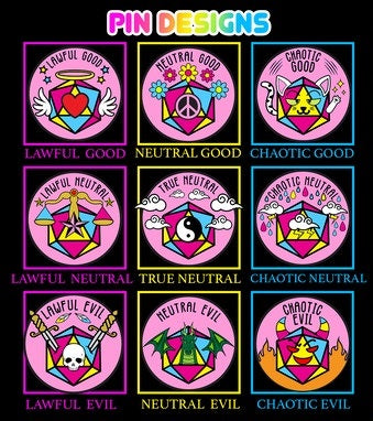 Neutral Good Alignment Pansexual Pride Pin  Foam Brain Games   