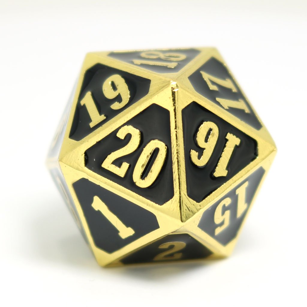 Die Hard Dice Metal Spindown D20 Shiny Gold Black Dice Die Hard Dice