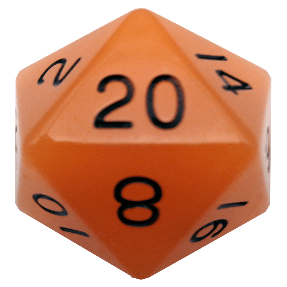 Metallic Dice Games Glow in the Dark Orange/Black Mega 35mm D20 Dice FanRoll by Metallic Dice Games   