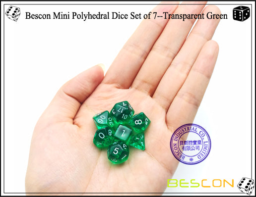 Bescon 7pc Mini Polyhedral Dice Set Translucent Green Home page Other   