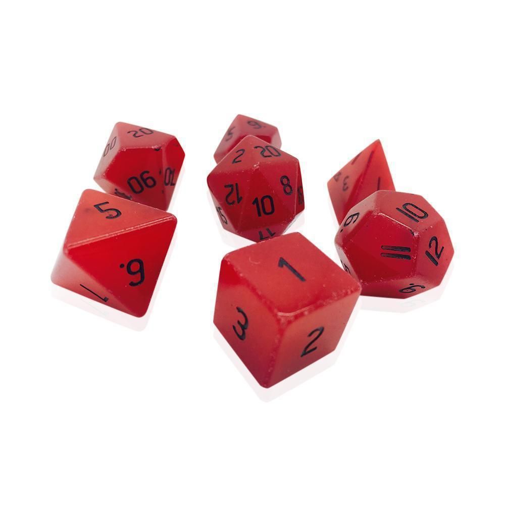 Red Jade Semi-Precious Gemstone 7ct Polyhedral Dice Set Dice Norse Foundry