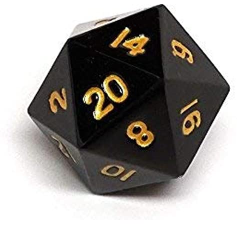 Easy Roller Single Gunmetal D20 Gold Dice Easy Roller Dice