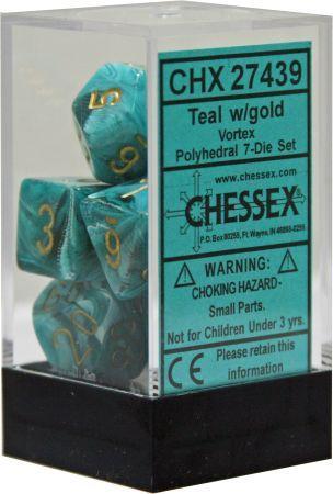 Chessex Vortex Teal/Gold 7ct Polyhedral Set (27439) Home page Other   