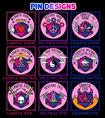Neutral Evil Alignment Bisexual Pride Pin  Foam Brain Games   