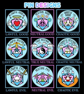 Chaotic Evil Alignment Transgender Pride Pin  Foam Brain Games   