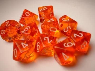 Chessex Translucent Orange/White 10ct D10 Set (23203) Dice Chessex   