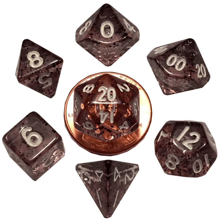 Metallic Dice Games Mini Ethereal Black/White 7ct Polyhedral Set Dice FanRoll by Metallic Dice Games   
