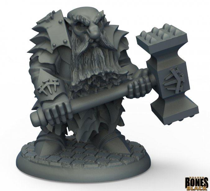 Reaper Miniatures Bones Black Dark Dwarf Pounder (44010) Miniatures Reaper Miniatures   