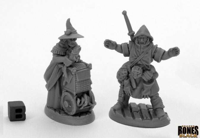 Reaper Miniatures Bones Black Dreadmere Townsfolk: Fishmongers 2p (44035) Miniatures Reaper Miniatures   