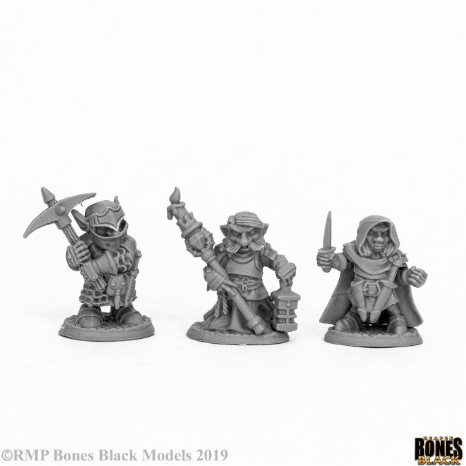 Reaper Miniatures Bones Black Deep Gnome Warriors 3p (44060) Miniatures Reaper Miniatures   