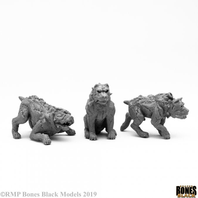 Reaper Miniatures Bones Black Hell Hounds (44100) Miniatures Reaper Miniatures   