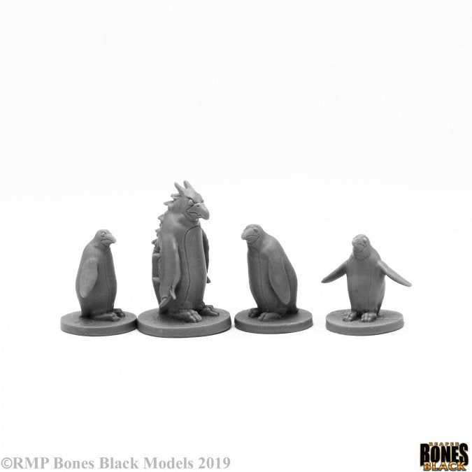 Reaper Miniatures Bones Black Penguin Attack Pack (4) (44104) Miniatures Reaper Miniatures   