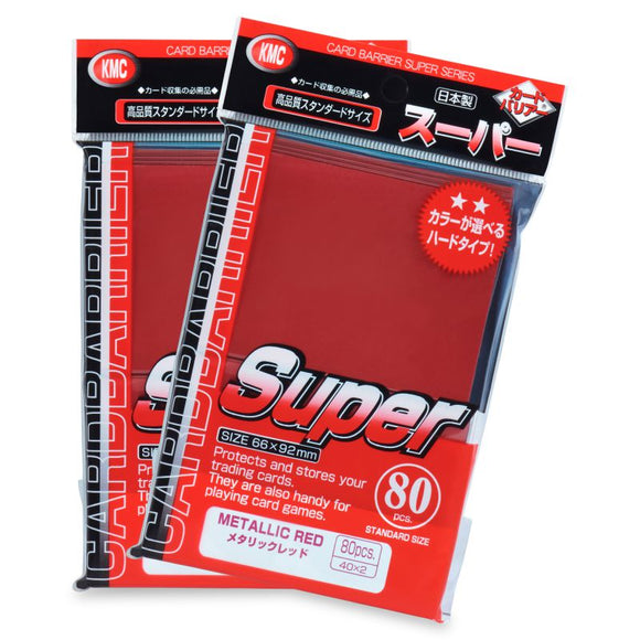 KMC 80ct Standard Card Sleeves Super Metallic Red Supplies KMC Sleeves   