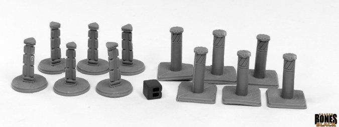 Reaper Miniatures Bones Black Bollards (12) (49004) Miniatures Reaper Miniatures   