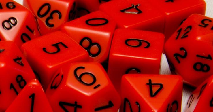 Role4Initiative Opaque Red with Black Numbers 7ct Polyhedral Set Dice Role 4 Initiative