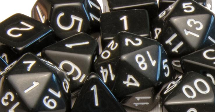 Role4Initiative Opaque Black with White Numbers 15ct Polyhedral Set Dice Role 4 Initiative