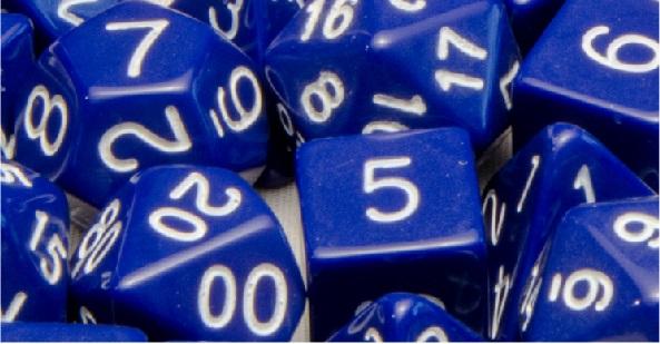 Role4Initiative Opaque Dark Blue with White Numbers 7ct Polyhedral Set Dice Role 4 Initiative