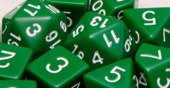 Role4Initiative Opaque Dark Green with White Numbers 15ct Polyhedral Set Home page Role 4 Initiative   
