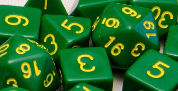 Role4Initiative Opaque Dark Green with Gold Numbers 7ct Polyhedral Set Dice Role 4 Initiative