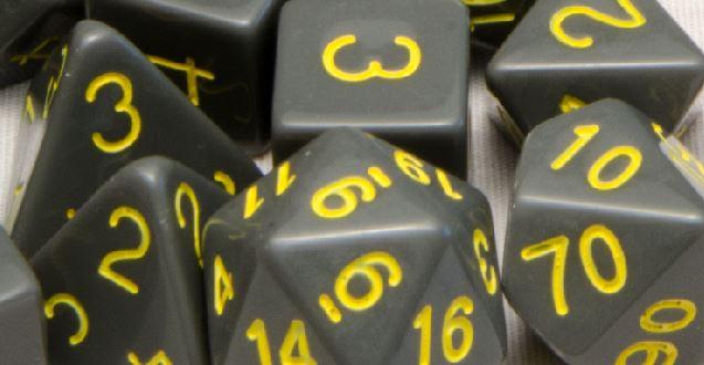 Role4Initiative Opaque Gray with Gold Numbers 7ct Polyhedral Set Dice Role 4 Initiative