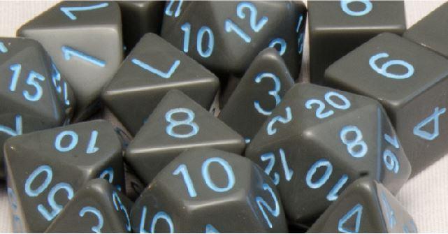 Role4Initiative Opaque Dark Gray with Light Blue Numbers 15ct Polyhedral Set Dice Role 4 Initiative