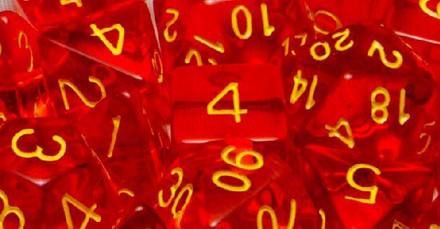 Role4Initiative Translucent Red with Gold Numbers 15ct Polyhedral Set Dice Role 4 Initiative