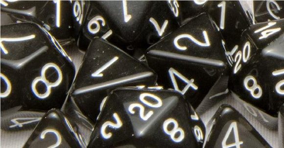 Role4Initiative Translucent Black (Smoke) with White Numbers 15ct Polyhedral Set Home page Role 4 Initiative   